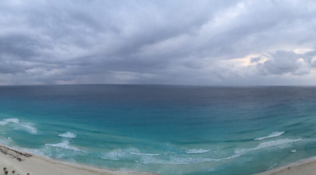 View from hotel in Cancun before the storm rolled in